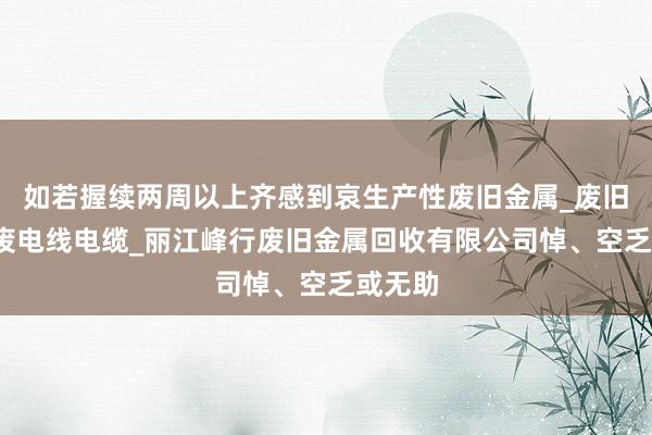 如若握续两周以上齐感到哀生产性废旧金属_废旧电器_废电线电缆_丽江峰行废旧金属回收有限公司悼、空乏或无助